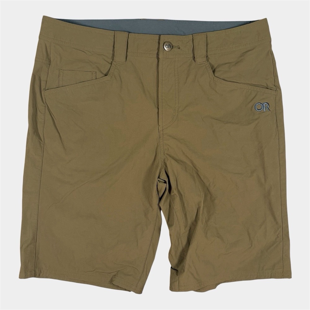 Outdoor Research Voodoo Shorts Mens 34 Khaki Hiking 10 Inseam Quick Dry Stretch